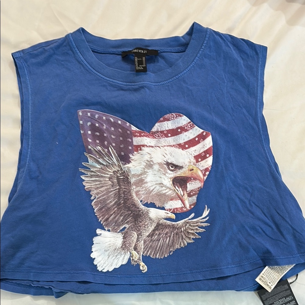 Forever 21 Blue Graphic Crop Top